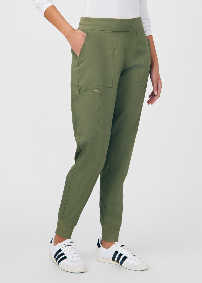 Olive Moss - Landau ProFlex Women's 6 Pocket Cargo Jogger Scrub Pant for Nursing