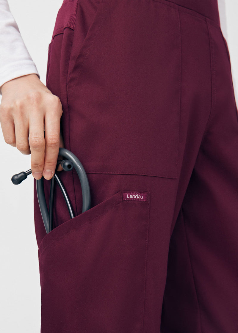 Wine - Landau ProFlex Women's 6 Pocket Cargo Jogger Scrub Pant for Nursing