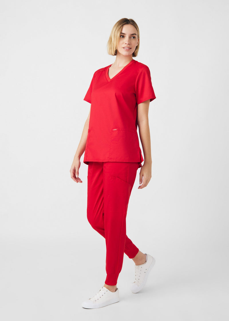 True Red - Landau ProFlex Women's 6 Pocket Cargo Jogger Scrub Pant for Nursing