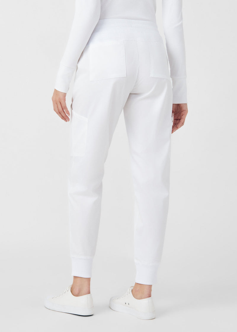 White - Landau ProFlex Women's 6 Pocket Cargo Jogger Scrub Pant for Nursing