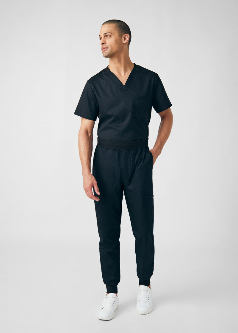 Black - Landau ProFlex Men's 7 Pocket Cargo Jogger Scrub Pant for Nursing