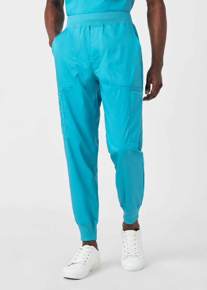 Teal - Landau ProFlex Men's 7 Pocket Cargo Jogger Scrub Pant for Nursing