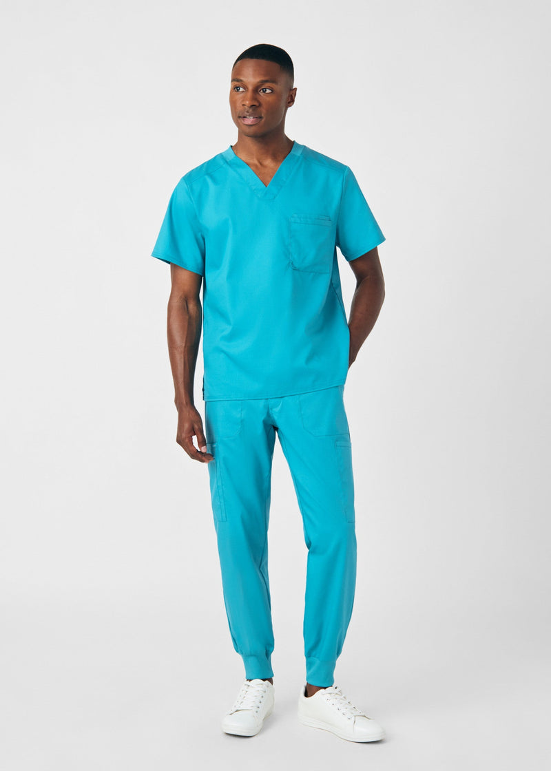 Teal - Landau ProFlex Men's 7 Pocket Cargo Jogger Scrub Pant for Nursing