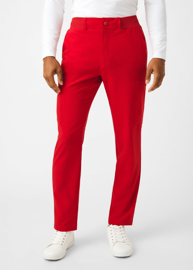 Red - Landau Forward Men's 8 Pocket Cargo Scrub Pant for Nursing