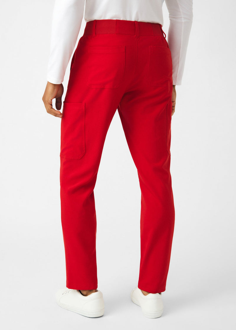Red - Landau Forward Men's 8 Pocket Cargo Scrub Pant for Nursing