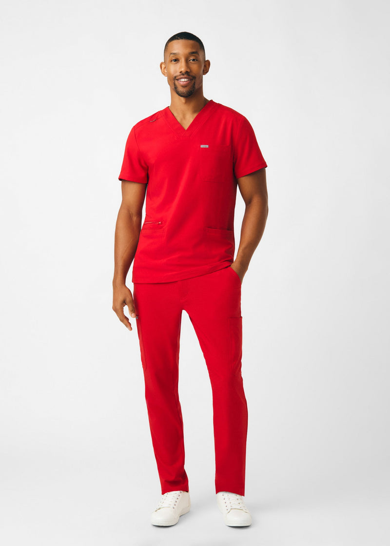 Red - Landau Forward Men's 8 Pocket Cargo Scrub Pant for Nursing