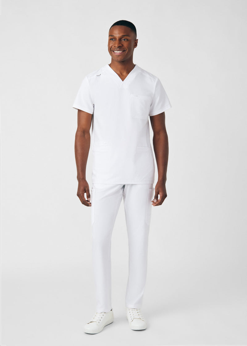 White - Landau Forward Men's 8 Pocket Cargo Scrub Pant for Nursing