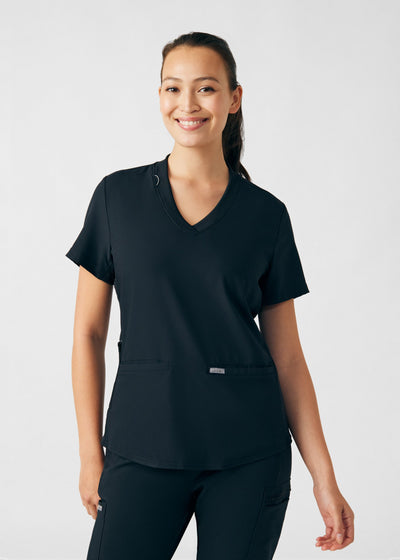 Forward Women's 3 Pocket V-Neck Rib-Knit Scrub Top