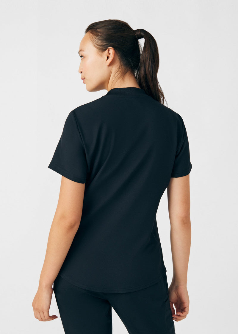 Black - Landau Forward Women's 3 Pocket V-Neck Rib-Knit Scrub Top for Nursing