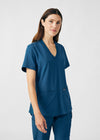 Caribbean - Landau Forward Women's 3 Pocket V-Neck Rib-Knit Scrub Top for Nursing