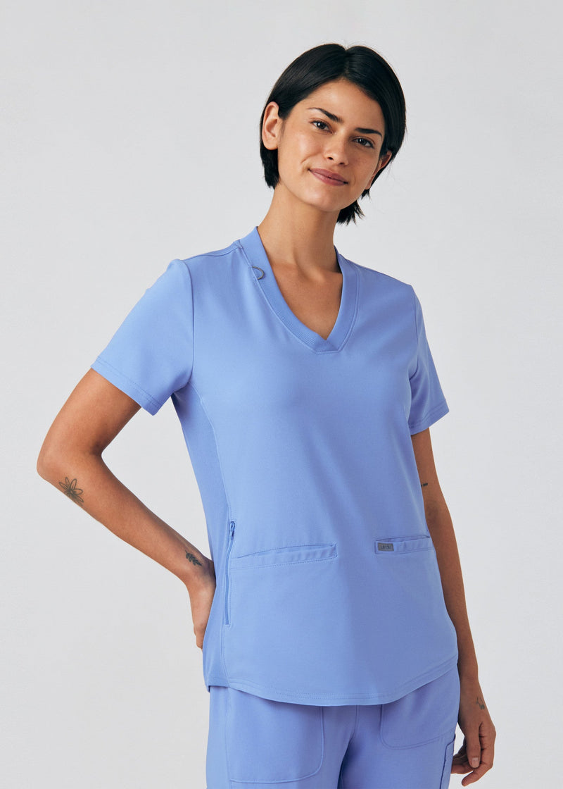 Ceil - Landau Forward Women's 3 Pocket V-Neck Rib-Knit Scrub Top for Nursing