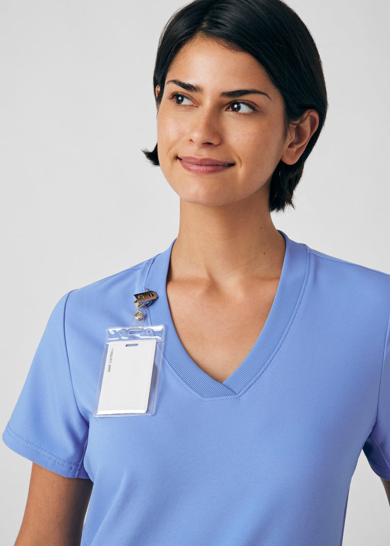 Ceil - Landau Forward Women's 3 Pocket V-Neck Rib-Knit Scrub Top for Nursing