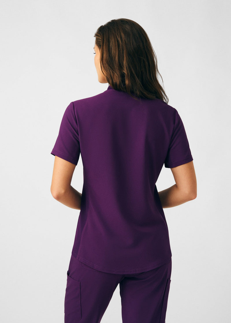 Eggplant - Landau Forward Women's 3 Pocket V-Neck Rib-Knit Scrub Top for Nursing