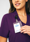 Eggplant - Landau Forward Women's 3 Pocket V-Neck Rib-Knit Scrub Top for Nursing