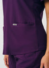 Eggplant - Landau Forward Women's 3 Pocket V-Neck Rib-Knit Scrub Top for Nursing