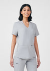 Gray - Landau Forward Women's 3 Pocket V-Neck Rib-Knit Scrub Top for Nursing