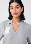 Gray - Landau Forward Women's 3 Pocket V-Neck Rib-Knit Scrub Top for Nursing