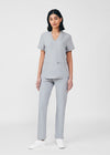 Gray - Landau Forward Women's 3 Pocket V-Neck Rib-Knit Scrub Top for Nursing