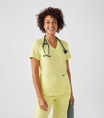 Forward Women's 3 Pocket V-Neck Rib-Knit Scrub Top