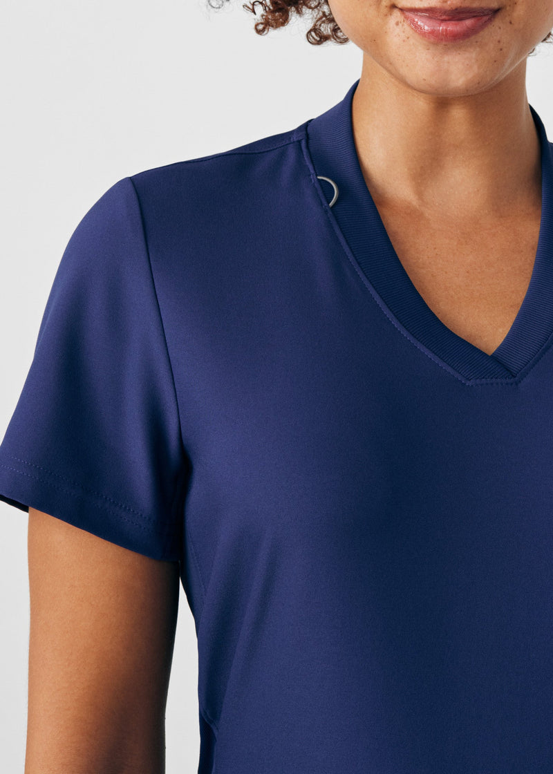 Navy - Landau Forward Women's 3 Pocket V-Neck Rib-Knit Scrub Top for Nursing