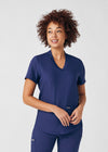 Navy - Landau Forward Women's 3 Pocket V-Neck Rib-Knit Scrub Top for Nursing