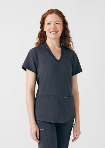Forward Women's 3 Pocket V-Neck Rib-Knit Scrub Top