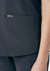 Pewter - Landau Forward Women's 3 Pocket V-Neck Rib-Knit Scrub Top for Nursing