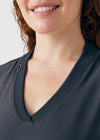 Pewter - Landau Forward Women's 3 Pocket V-Neck Rib-Knit Scrub Top for Nursing