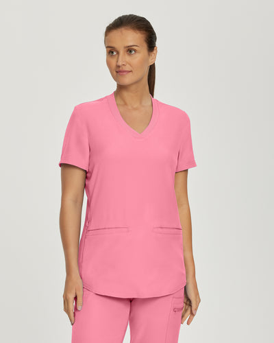 Landau Forward Women's 3 Pocket V-Neck Rib-Knit Scrub Top for Nursing