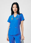 Royal - Landau Forward Women's 3 Pocket V-Neck Rib-Knit Scrub Top for Nursing