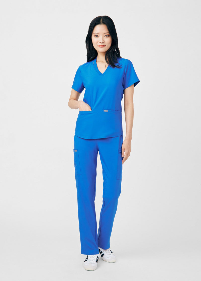 Royal - Landau Forward Women's 3 Pocket V-Neck Rib-Knit Scrub Top for Nursing