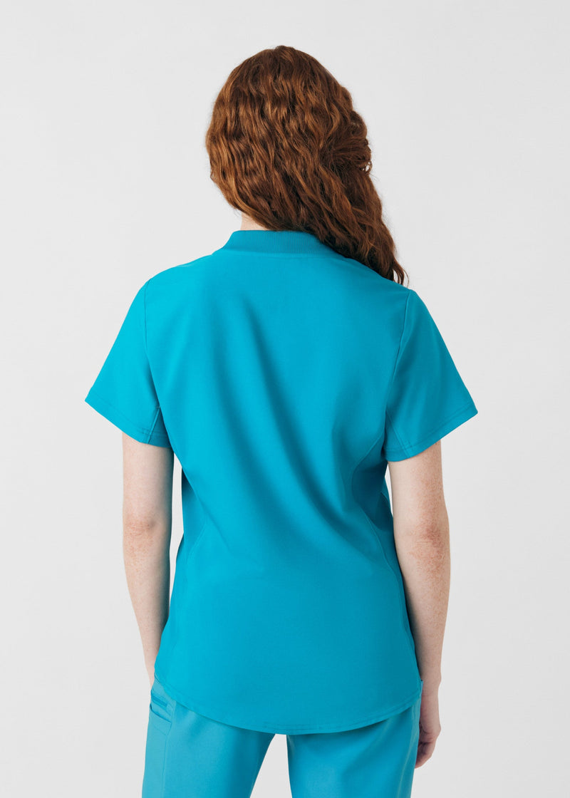 Teal - Landau Forward Women's 3 Pocket V-Neck Rib-Knit Scrub Top for Nursing