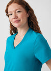 Teal - Landau Forward Women's 3 Pocket V-Neck Rib-Knit Scrub Top for Nursing