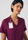 Wine - Landau Forward Women's 3 Pocket V-Neck Rib-Knit Scrub Top for Nursing