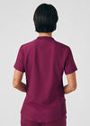 Wine - Landau Forward Women's 3 Pocket V-Neck Rib-Knit Scrub Top for Nursing