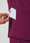 Wine - Landau Forward Women's 3 Pocket V-Neck Rib-Knit Scrub Top for Nursing