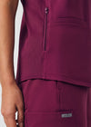 Wine - Landau Forward Women's 3 Pocket V-Neck Rib-Knit Scrub Top for Nursing