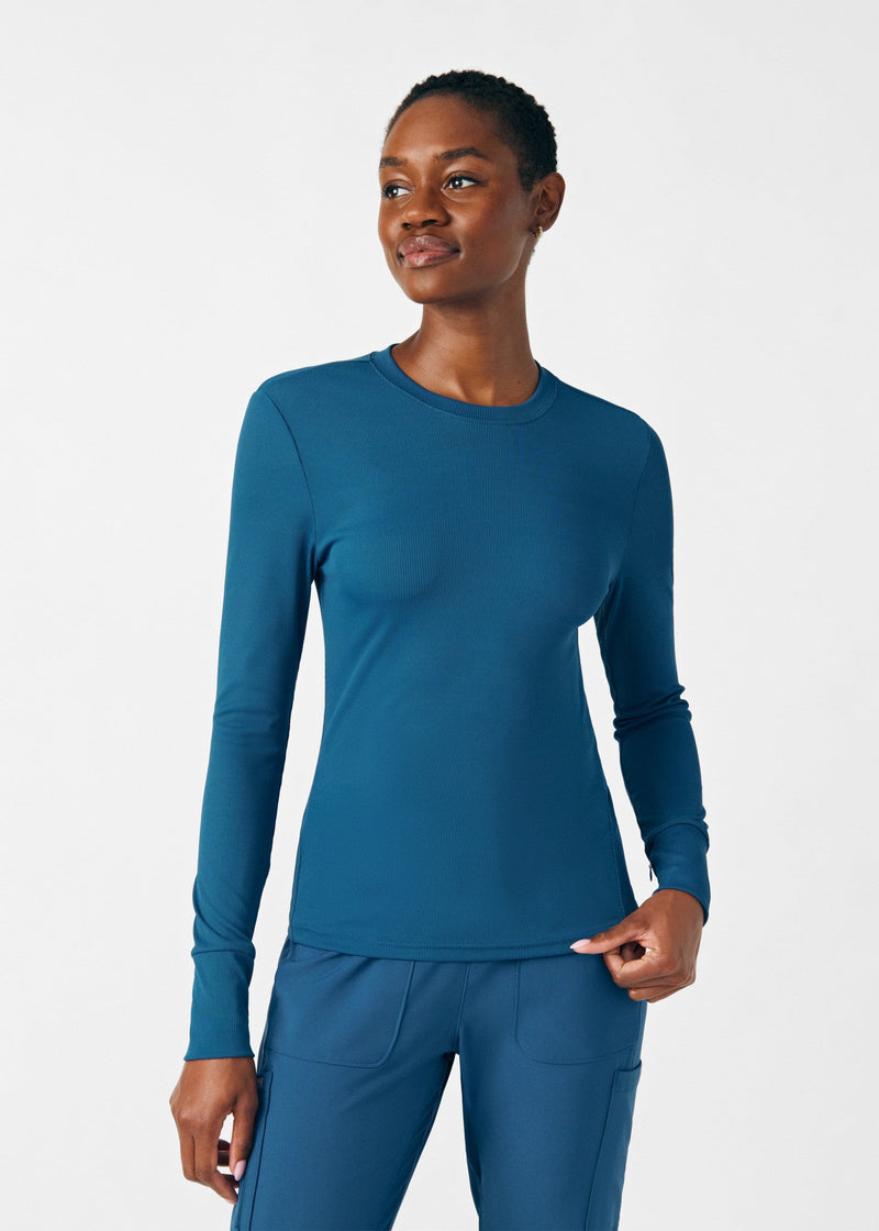 Caribbean - Landau Forward Women's 1 Pocket Long Sleeve Crew Neck Underscrub Tee for Nursing