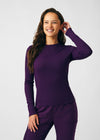 Eggplant - Landau Forward Women's 1 Pocket Long Sleeve Crew Neck Underscrub Tee for Nursing