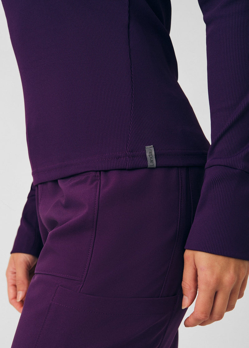Eggplant - Landau Forward Women's 1 Pocket Long Sleeve Crew Neck Underscrub Tee for Nursing