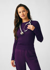 Eggplant - Landau Forward Women's 1 Pocket Long Sleeve Crew Neck Underscrub Tee for Nursing