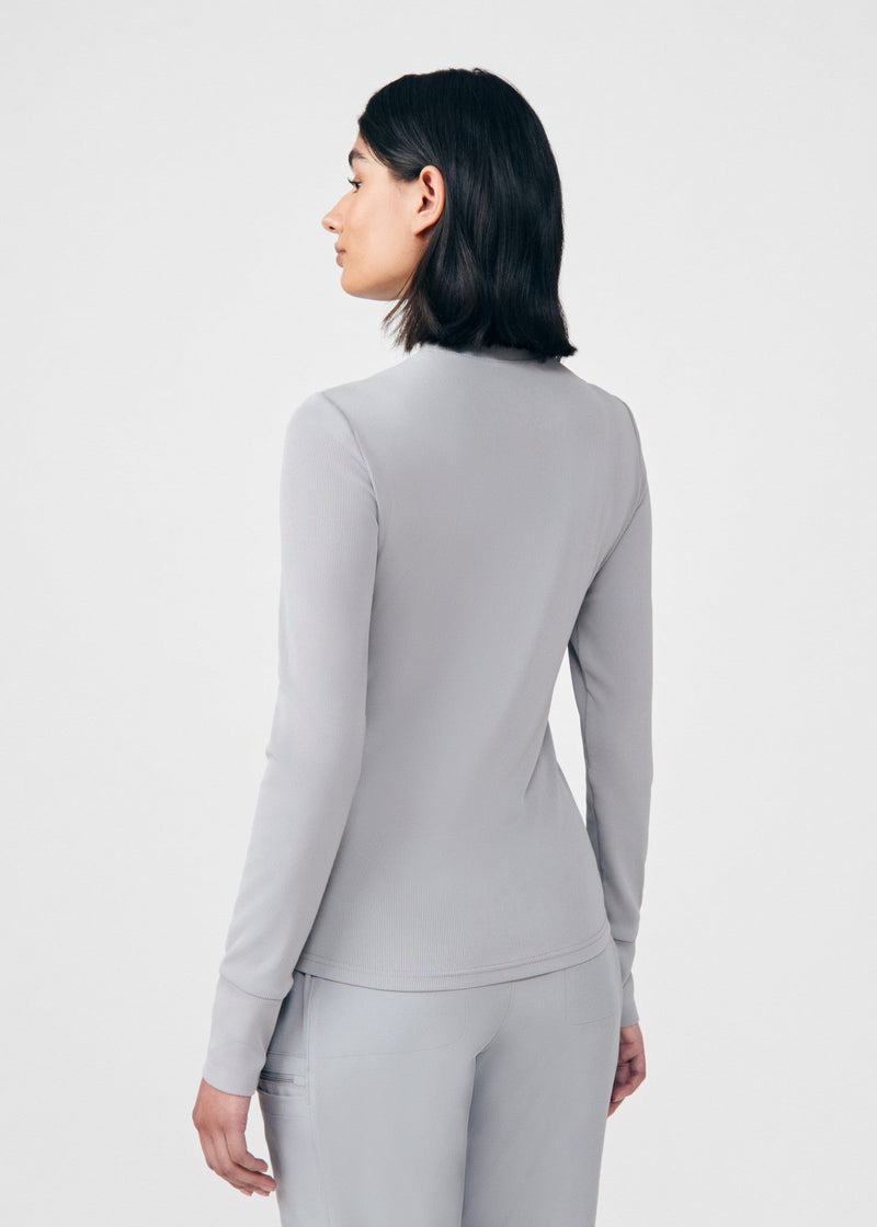 Gray - Landau Forward Women's 1 Pocket Long Sleeve Crew Neck Underscrub Tee for Nursing