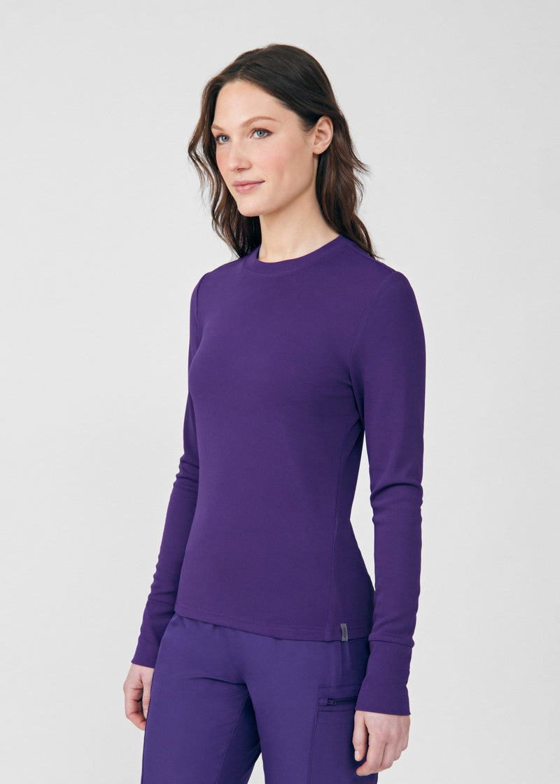 Grape - Landau Forward Women's 1 Pocket Long Sleeve Crew Neck Underscrub Tee for Nursing