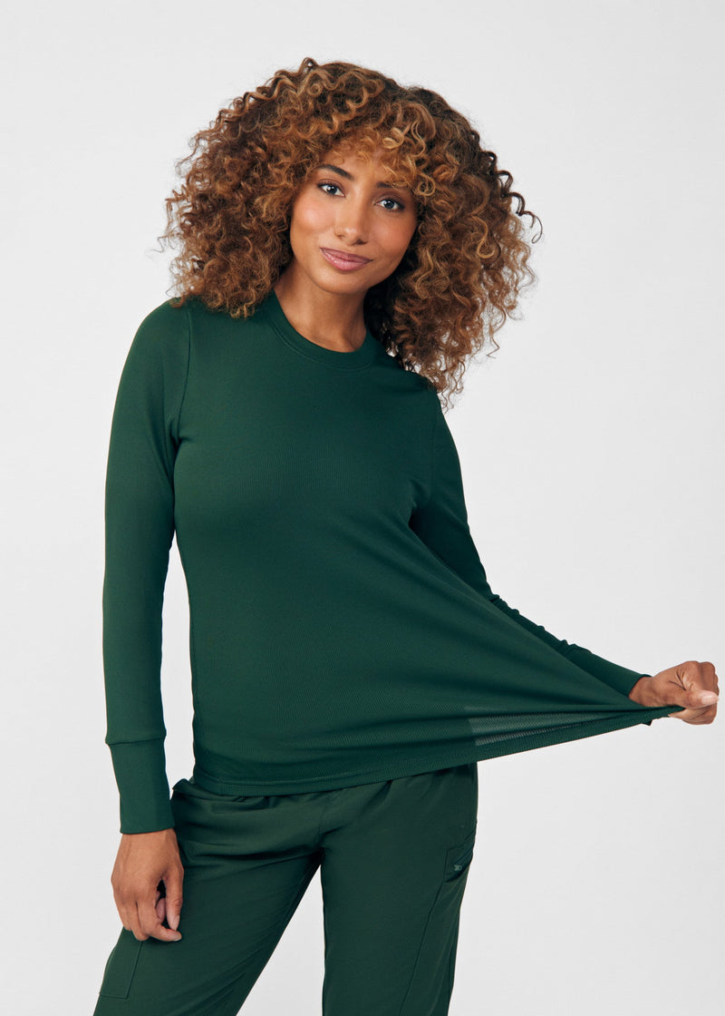 Mountain View - Landau Forward Women's 1 Pocket Long Sleeve Crew Neck Underscrub Tee for Nursing