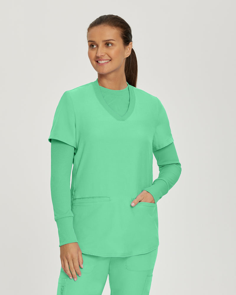 Nu Green - Landau Forward Women's 1 Pocket Long Sleeve Crew Neck Underscrub Tee for Nursing