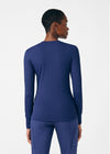 Navy - Landau Forward Women's 1 Pocket Long Sleeve Crew Neck Underscrub Tee for Nursing