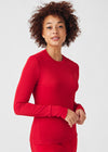 Red - Landau Forward Women's 1 Pocket Long Sleeve Crew Neck Underscrub Tee for Nursing