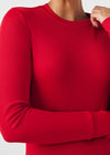 Red - Landau Forward Women's 1 Pocket Long Sleeve Crew Neck Underscrub Tee for Nursing