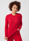 Red - Landau Forward Women's 1 Pocket Long Sleeve Crew Neck Underscrub Tee for Nursing