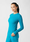 Teal - Landau Forward Women's 1 Pocket Long Sleeve Crew Neck Underscrub Tee for Nursing